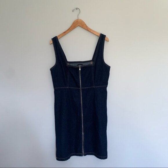 BDG Urban Outfitters Denim Zip Up Mini Dress Tank Blue Denim Size 10 US - Picture 3 of 10
